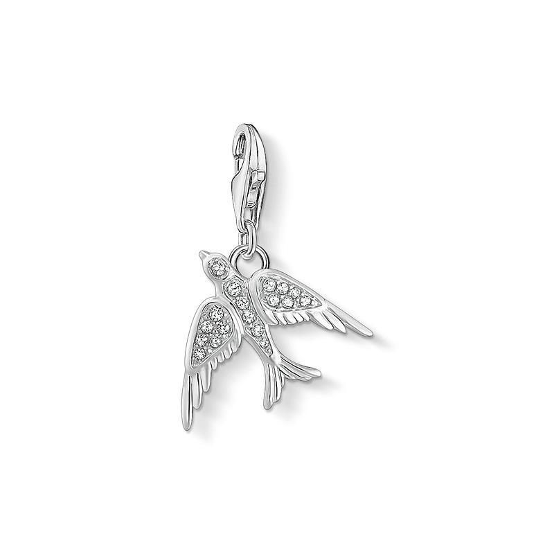Thomas Sabo Charm Club Sterling Silver White Stone Bird Charm