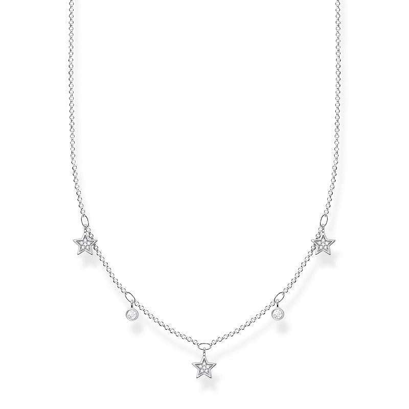 Thomas Sabo Charm Club Sterling Silver White Stones Stars Necklace