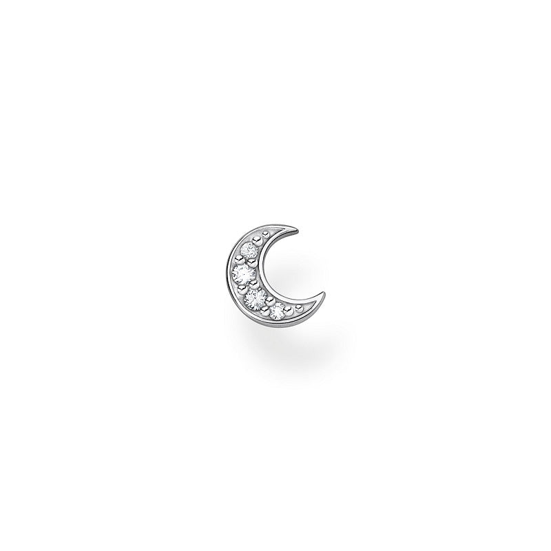 Thomas Sabo Sterling Silver Zirconia Moon Single Stud Earring - Silver