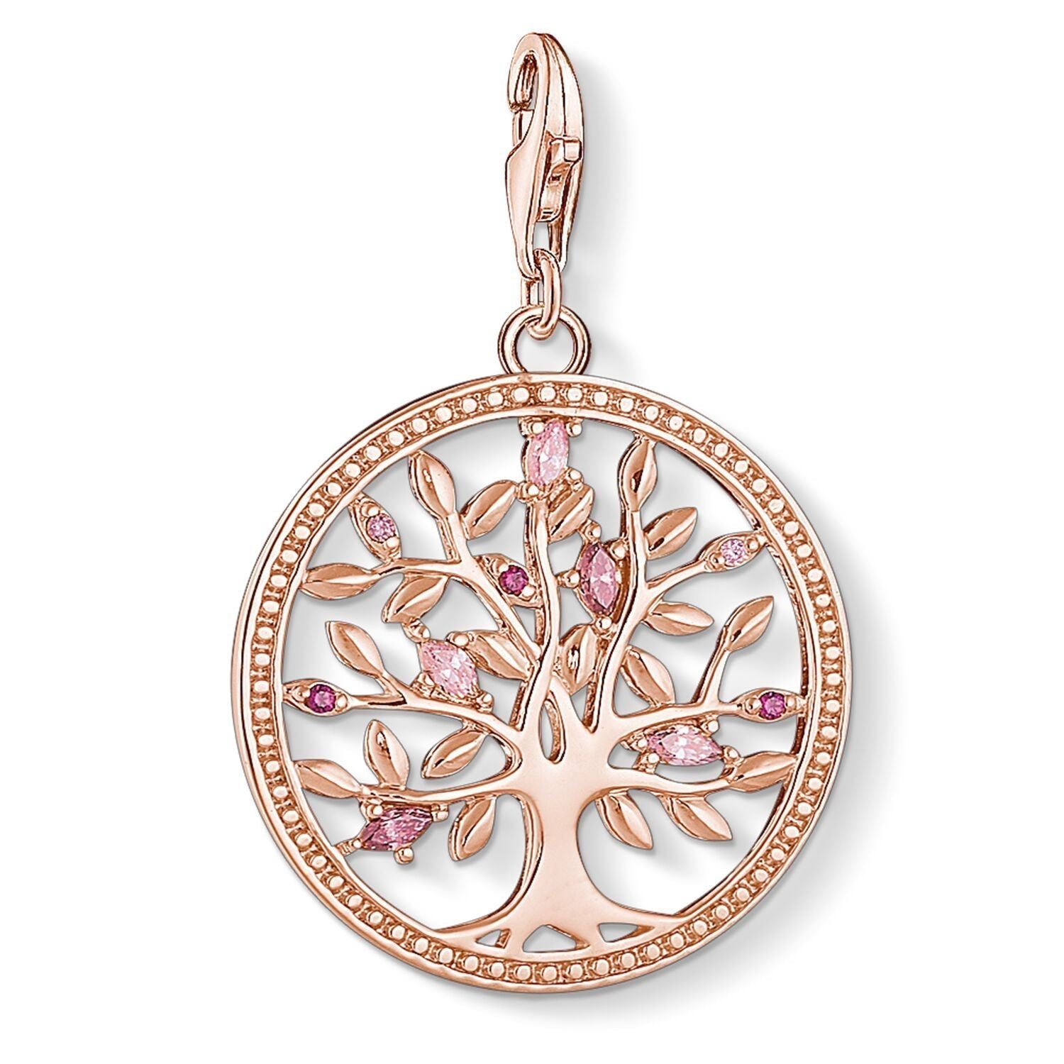 Thomas Sabo Charm Club Rose Gold Tree Of Love Pink Charm - Silver