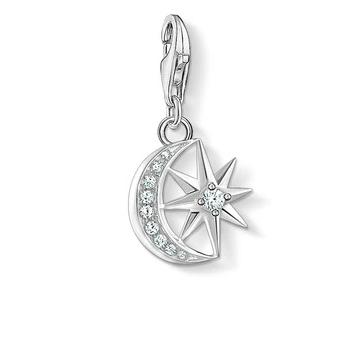 Thomas Sabo Charm Club Sterling Silver CZ Moon and Stars Charm - Silver