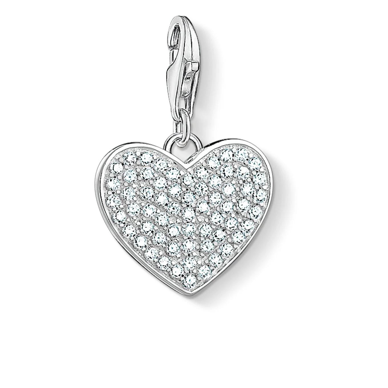Thomas Sabo Charm Club Sterling Silver CZ Pave Heart Charm - Silver