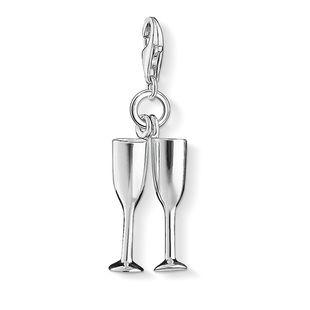Thomas Sabo Charm Club Sterling Silver Champagne Glasses Charm - Silver