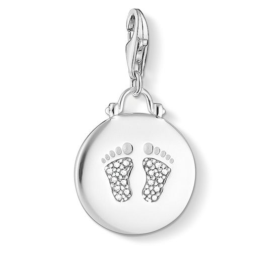 Thomas Sabo Charm Club Sterling Silver Zirconia Baby Footprint Charm - Silver