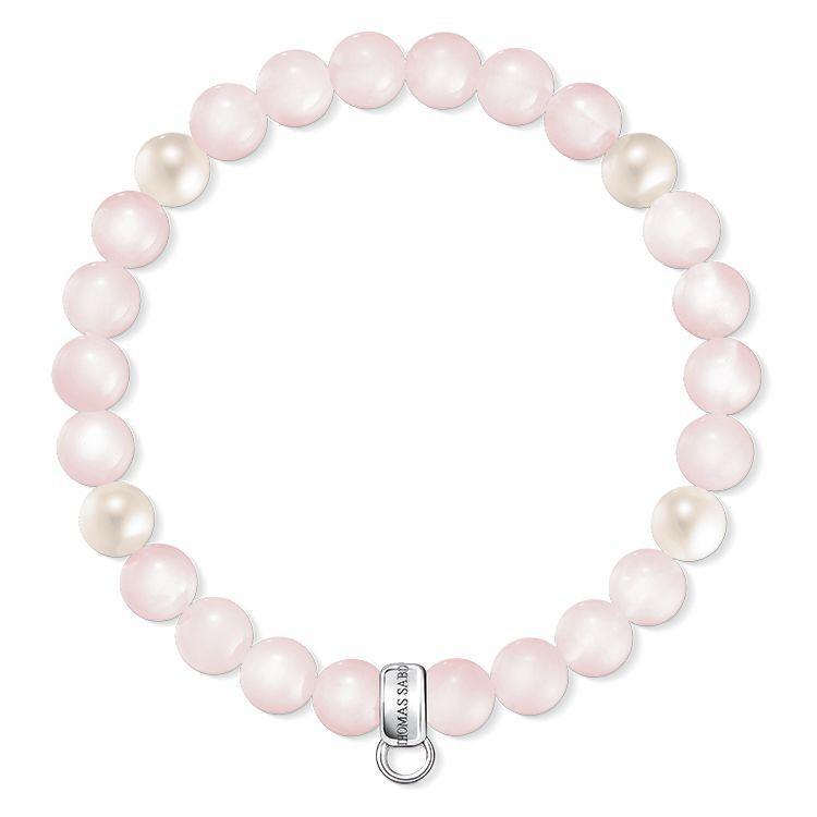 Thomas Sabo Charm Club Rose Quartz Pearl Pink Bracelet - 16.5cm