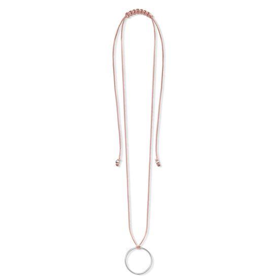 Thomas Sabo Charm Club Sterling Silver Pink Textile Necklace D - Silver