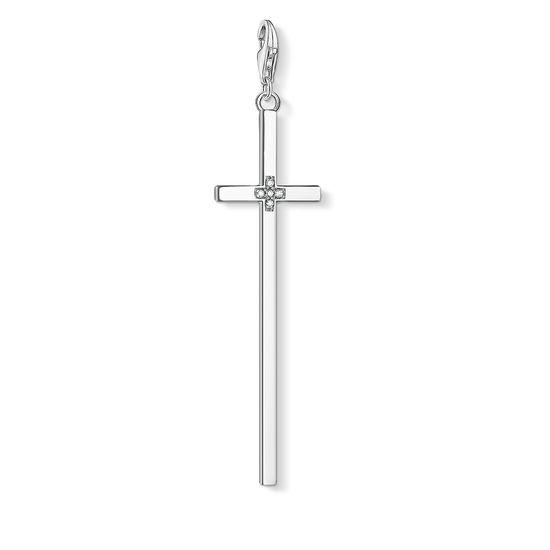 Thomas Sabo Charm Club Sterling Silver Zirconia Cross Charm Pendant D - Silver