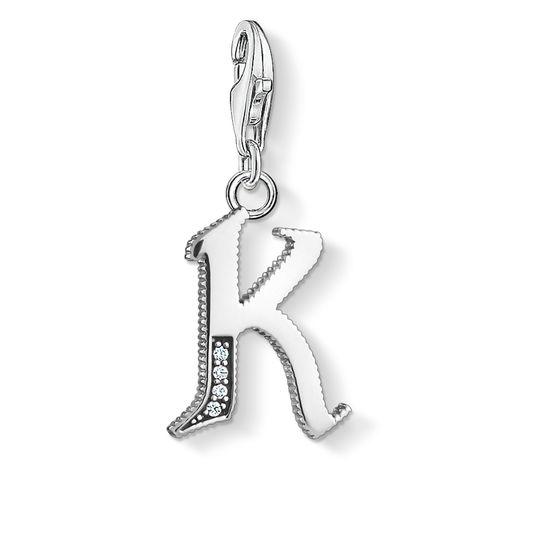 Thomas Sabo Charm Club Sterling Silver White Zirconia Letter K Charm - Silver