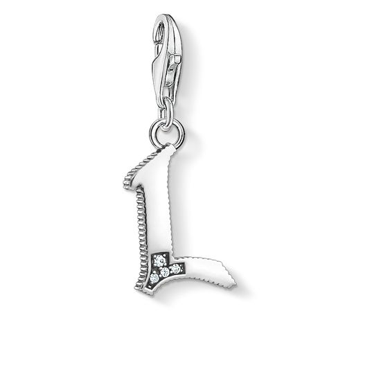 Thomas Sabo Charm Club Sterling Silver White Zirconia Letter L Charm D - Silver