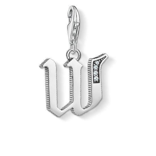 Thomas Sabo Charm Club Sterling Silver White Zirconia Letter W Charm - Silver
