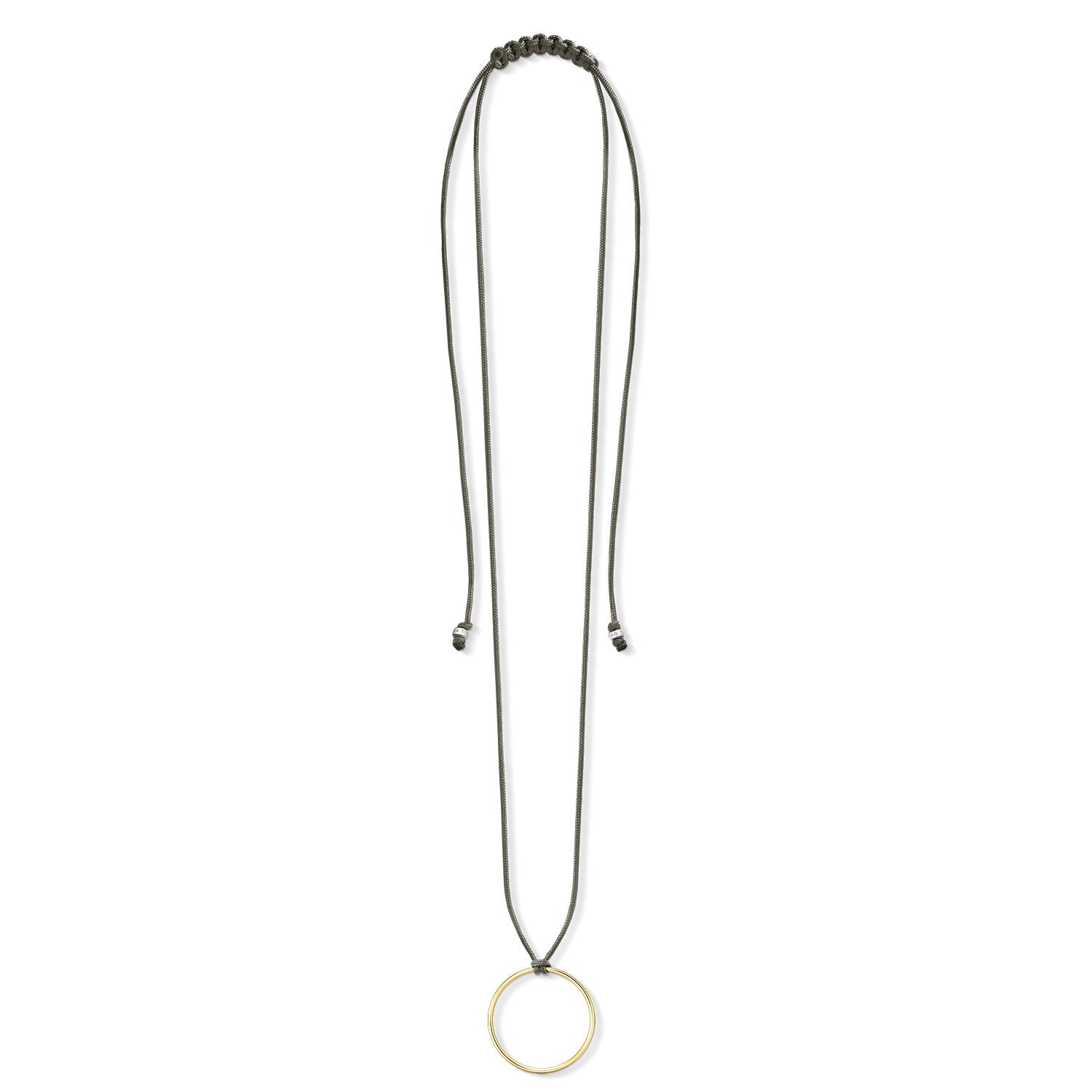 Thomas Sabo Charm Club Yellow Gold Grey Textile Necklace 80cm D - Yellow Gold