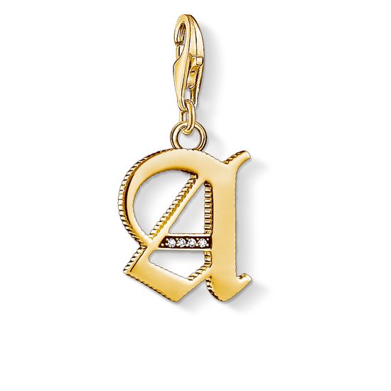 Thomas Sabo Charm Club Yellow Gold White Zirconia Letter A Charm D - Yellow Gold