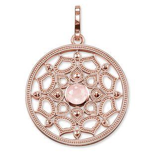 Thomas Sabo Glam And Soul Rose Gold Rose Quartz Pink Lotus Flower Pendant Small D - Silver