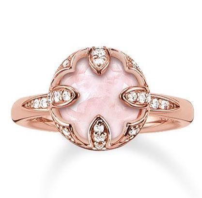 Thomas Sabo Glam And Soul Rose Gold Rose Quartz Pink Lotus Ring D - 54