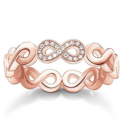 Thomas Sabo Glam And Soul Rose Gold White Zirconia Diamond Infinity Ring D - 54