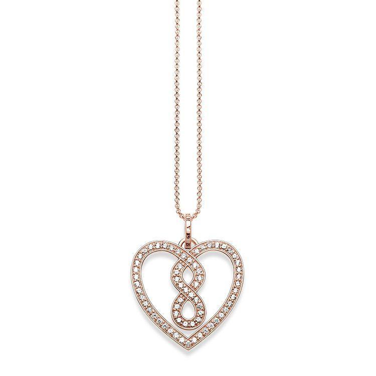 Thomas Sabo Glam And Soul Rose Gold White Zirconia Infinity Heart Necklace D - Silver