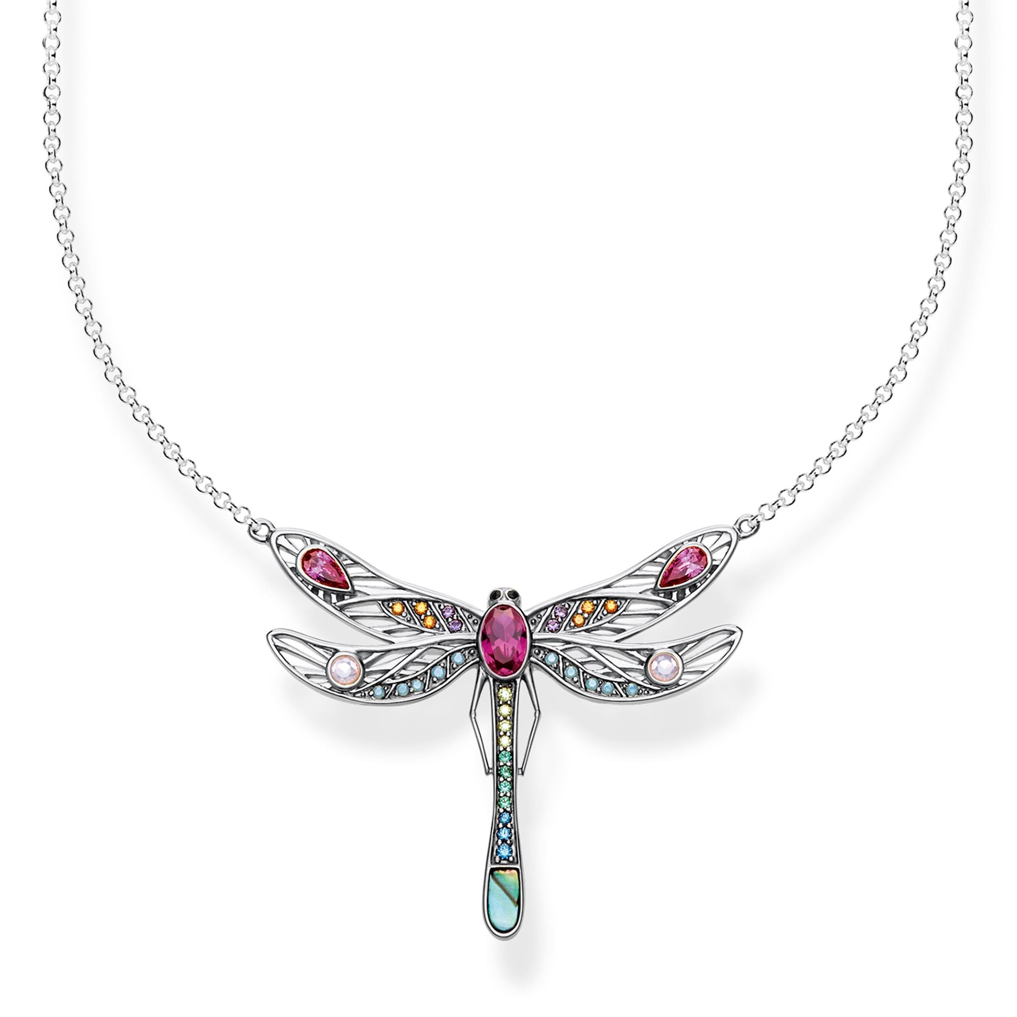 Thomas Sabo Glam And Soul Sterling Silver Large Dragonfly Necklace - Silver