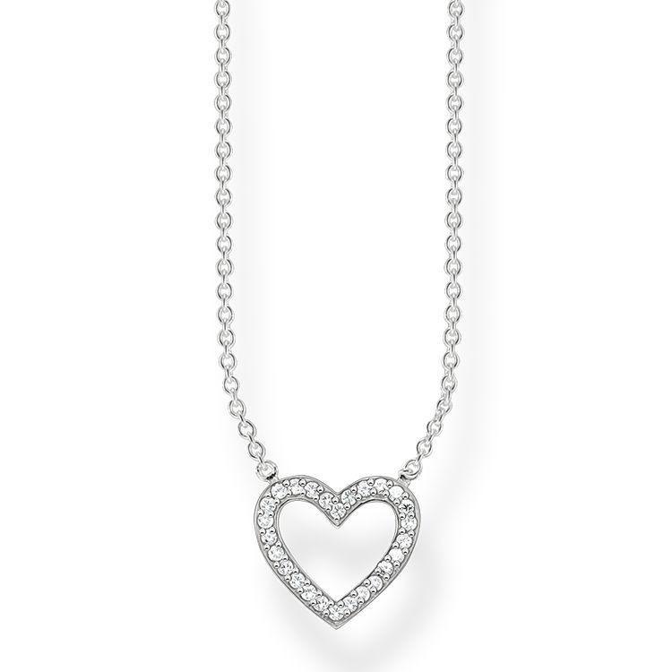 Thomas Sabo Glam And Soul Sterling Silver Zirconia Heart Necklace - Silver