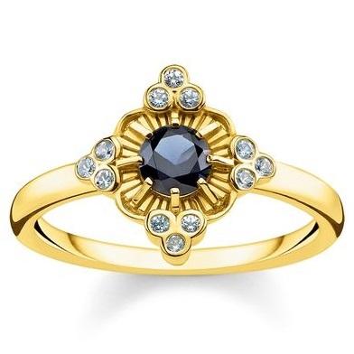 Thomas Sabo Glam And Soul Yellow Gold Black Zirconia Royalty Ring D - 54