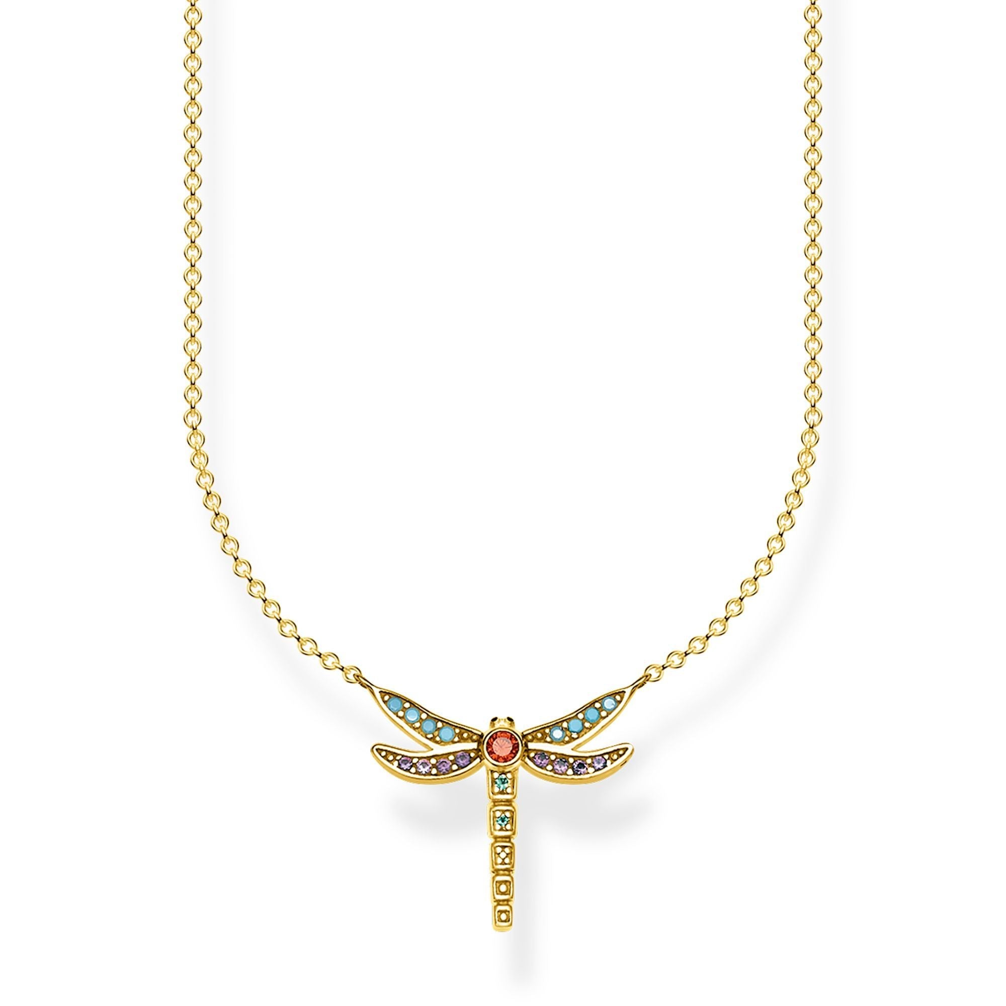 Thomas Sabo Glam And Soul Yellow Gold Plated Silver Small Dragonfly Necklace