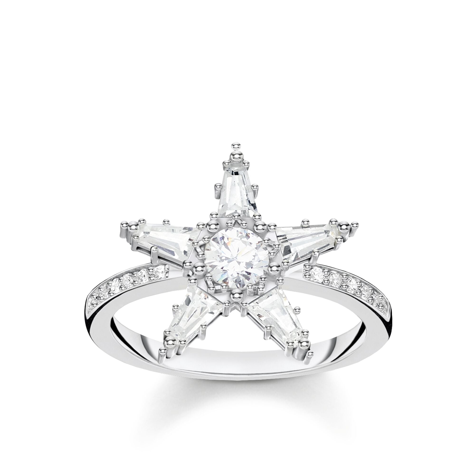 Thomas Sabo Glam & Soul Sterling Silver CZ Large Magic Stars Ring D - 56