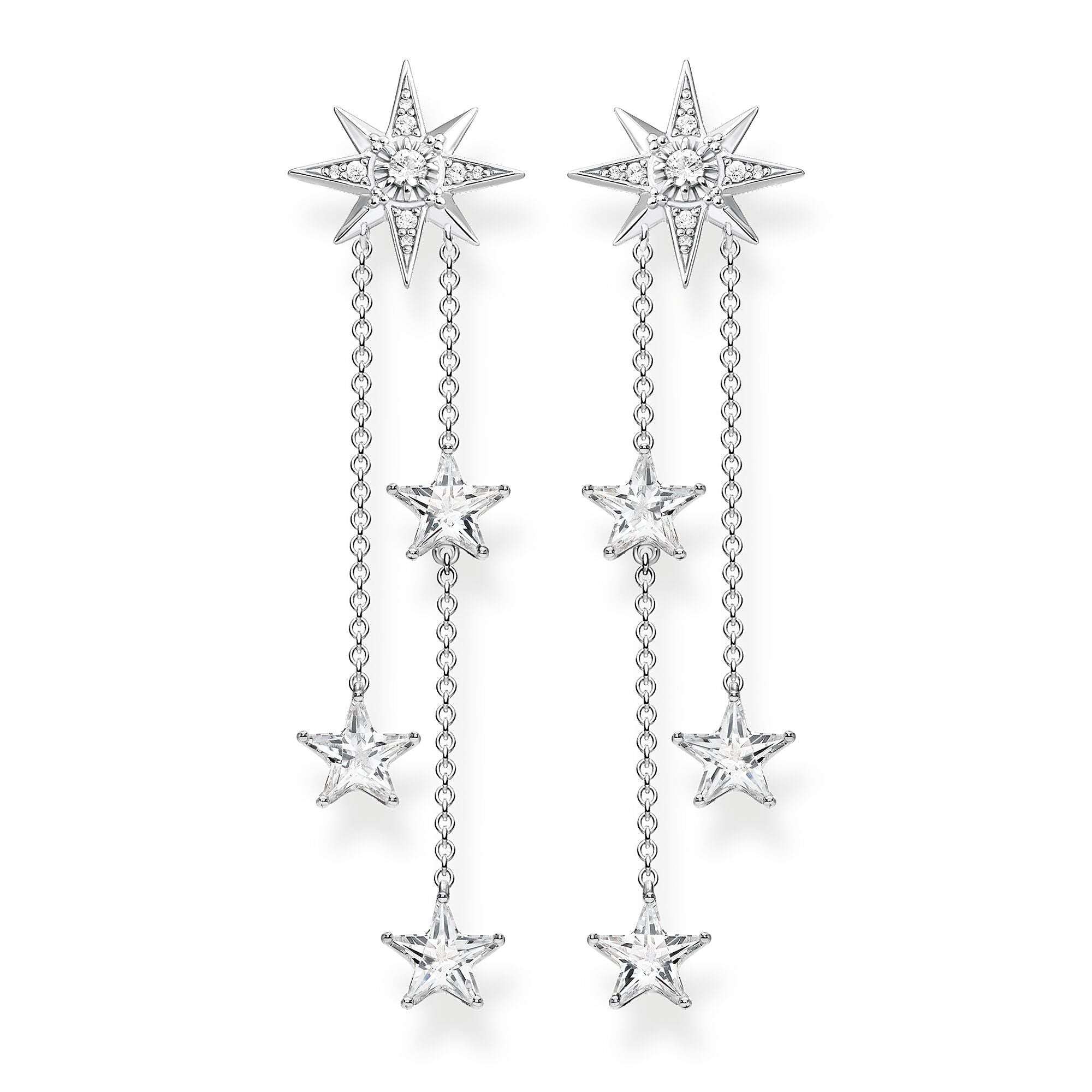 Thomas Sabo Glam & Soul Sterling Silver CZ Magic Stars Drop Earrings - Silver