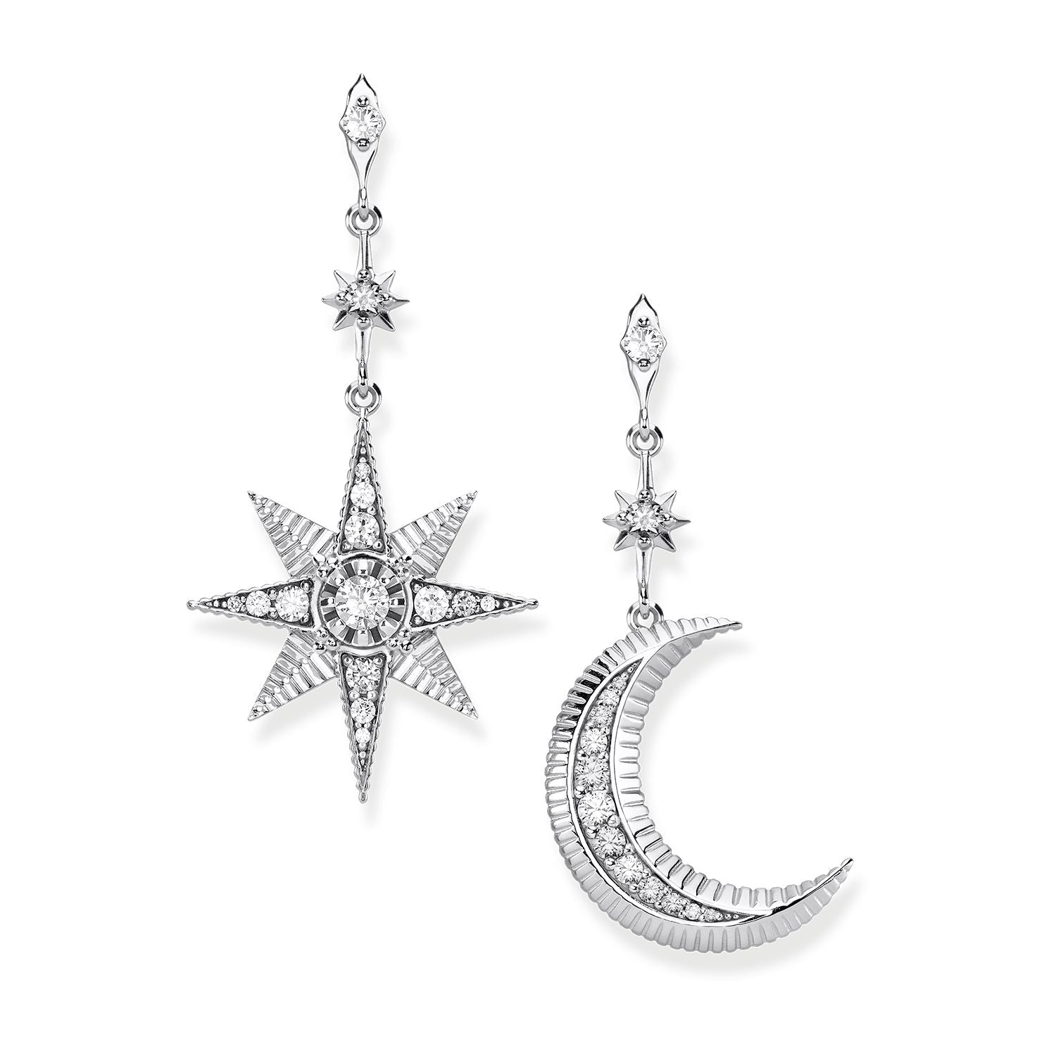 Thomas Sabo Glam & Soul Sterling Silver Royalty Moon and Star Earrings - Silver