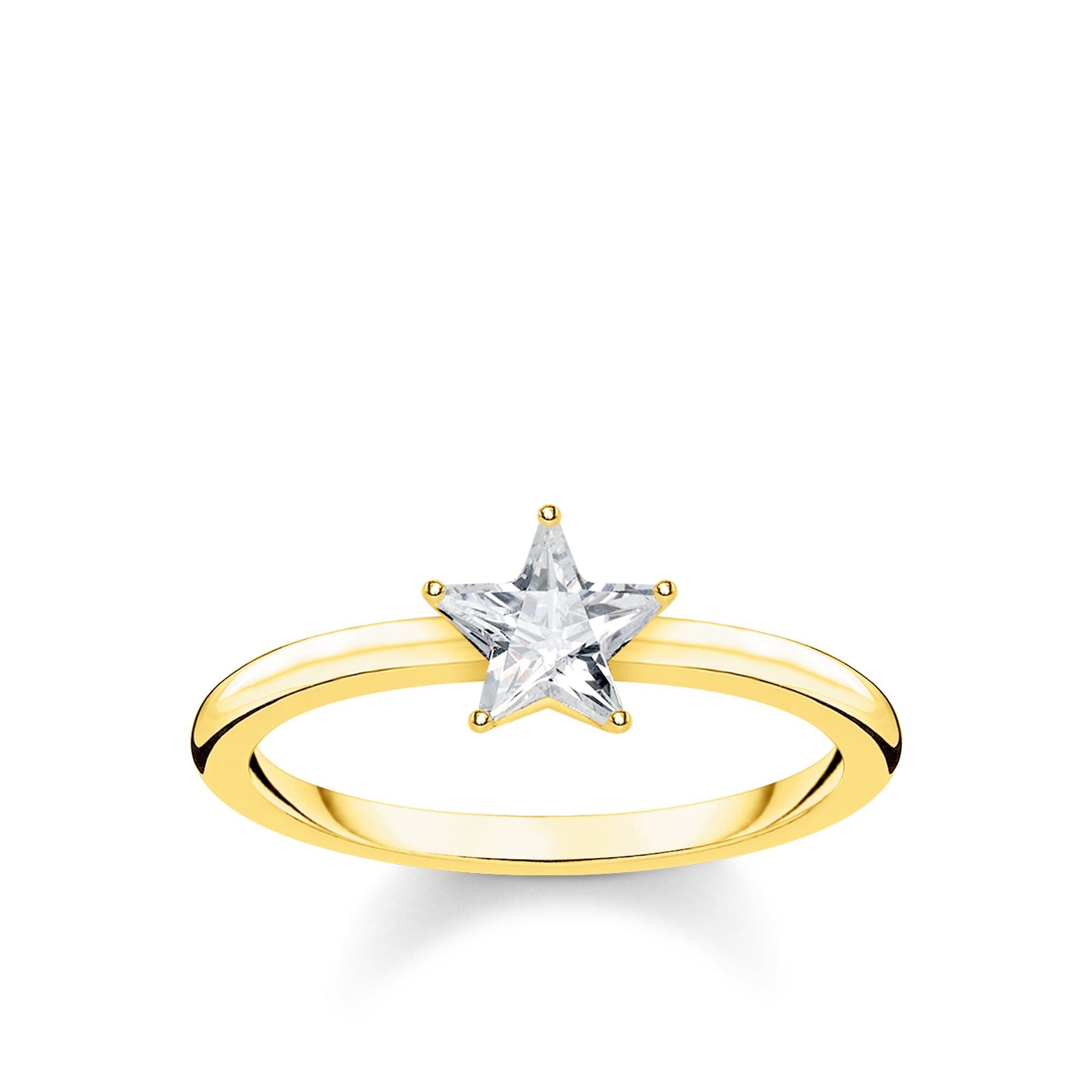 Thomas Sabo Glam & Soul Yellow Gold Plated Sterling Silver CZ Magic Stars Ring D - 56