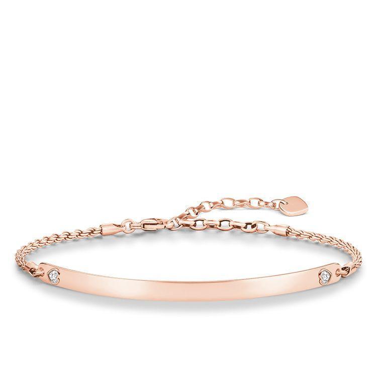Thomas Sabo Love Bridge Rose Gold White Zirconia Heart Bracelet D - Silver