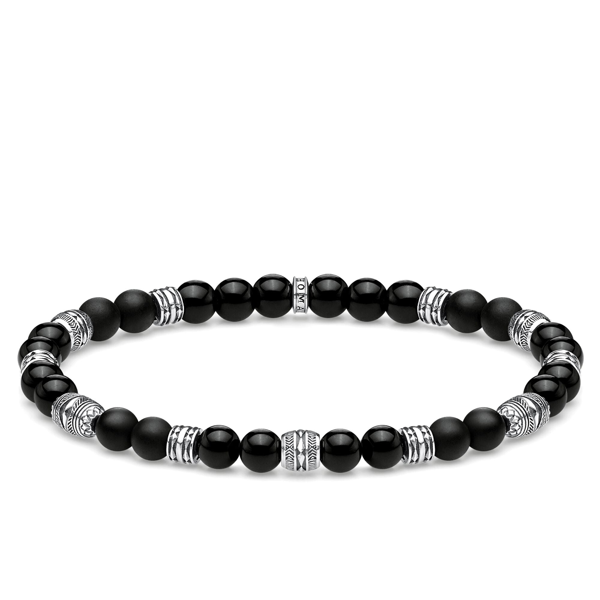 Thomas Sabo Rebel at Heart Sterling Silver Black Obsidian Lucky Charm Bracelet - S - 15.5cm