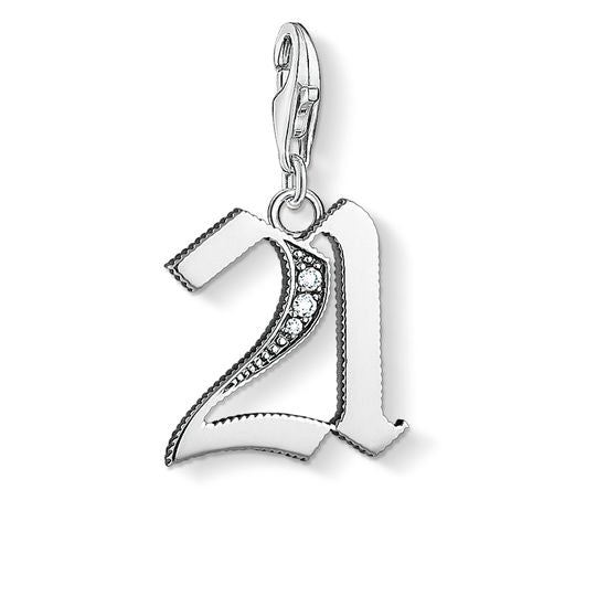 Thomas Sabo Sterling Silver White Zirconia 21 Charm D - Silver