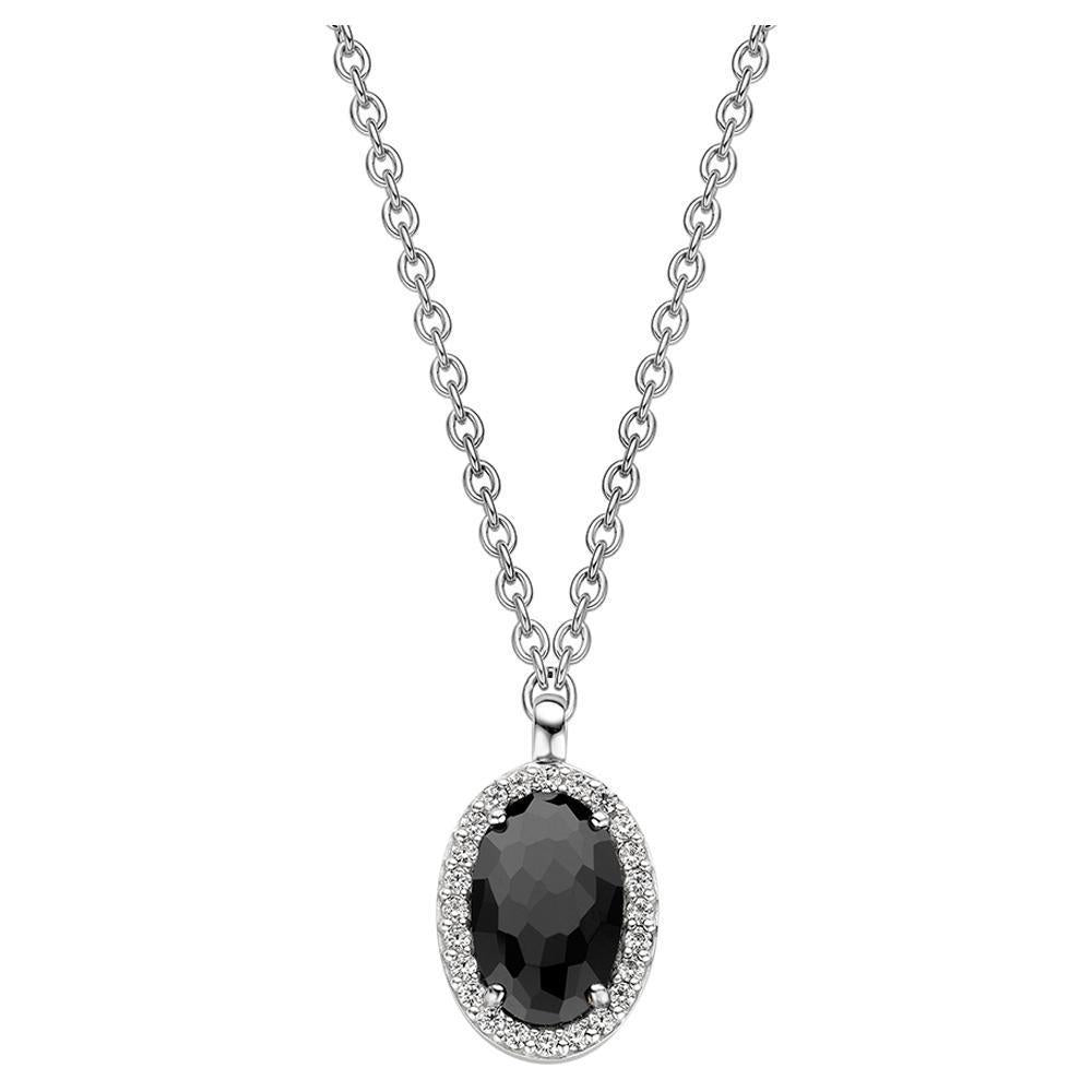 Ti Sento Sterling Silver Black Zirconia Oval Necklace D - TITLE Silver