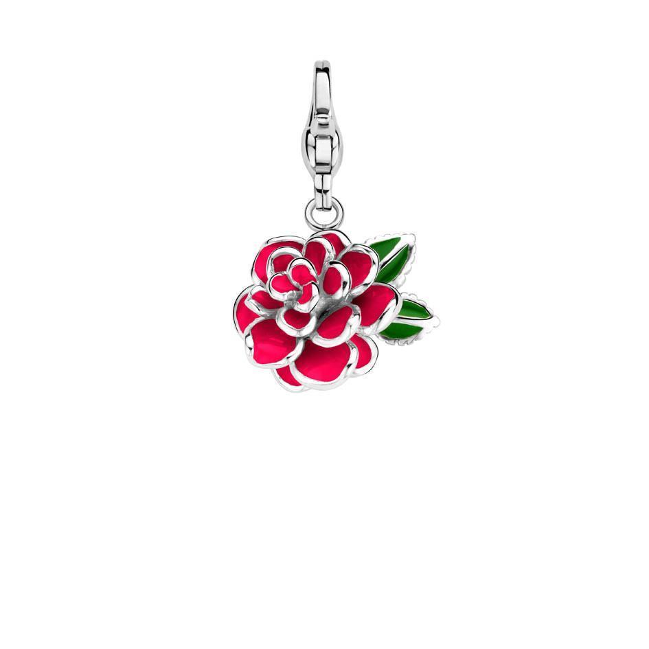 Ti Sento Sterling Silver Pink Enamel Love Bloom Charm D - TITLE Silver