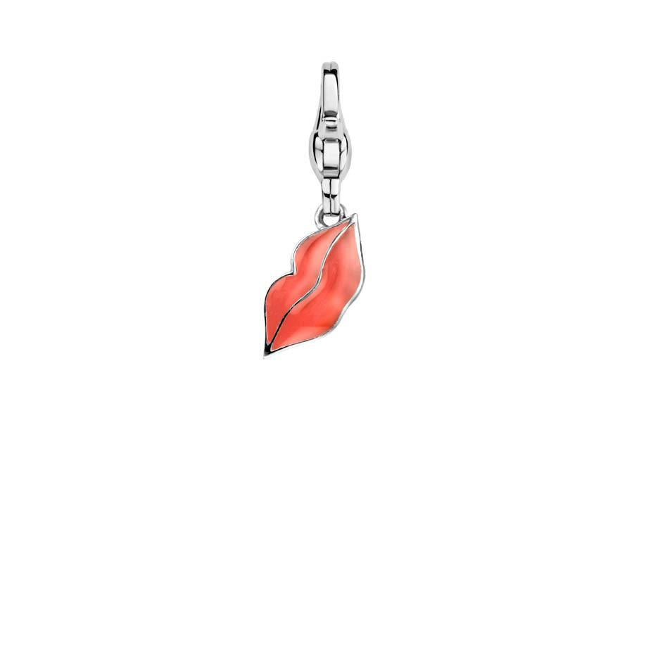 Ti Sento Sterling Silver Red Enamel Cherry Lips Charm D - TITLE Silver