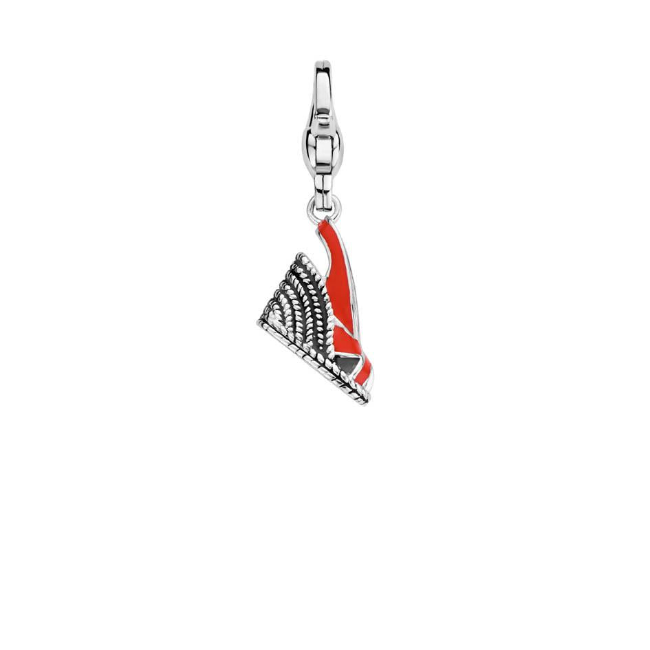 Ti Sento Sterling Silver Red Enamel Wedge Charm D - TITLE Silver