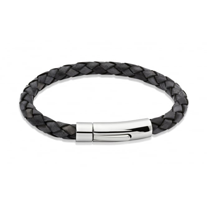 Unique & Co Stainless Steel Antique Black Leather Bracelet