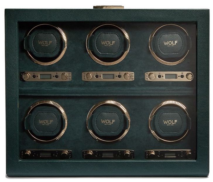 WOLF Watch Winder British Racing Green 6 Piece - Green