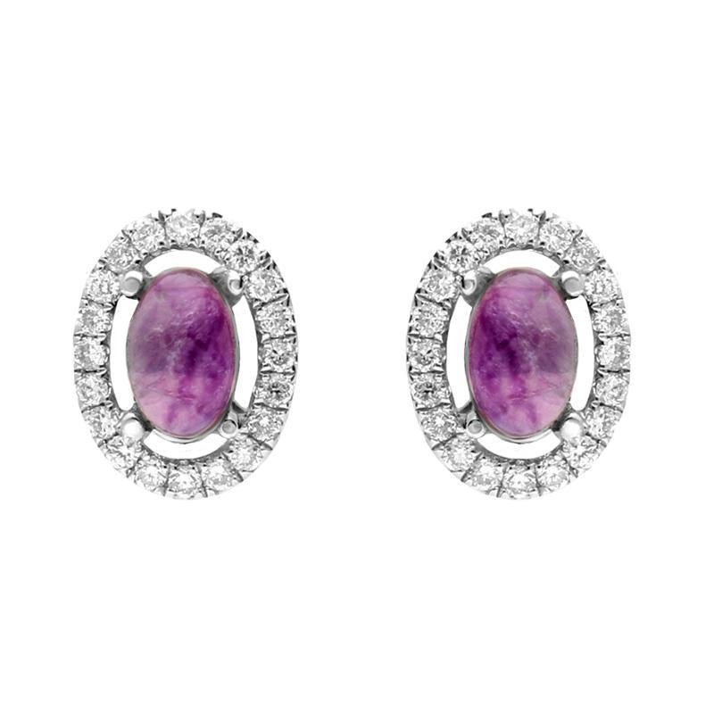 18ct White Gold 0.23ct Diamond Blue John Oval Stud Earrings