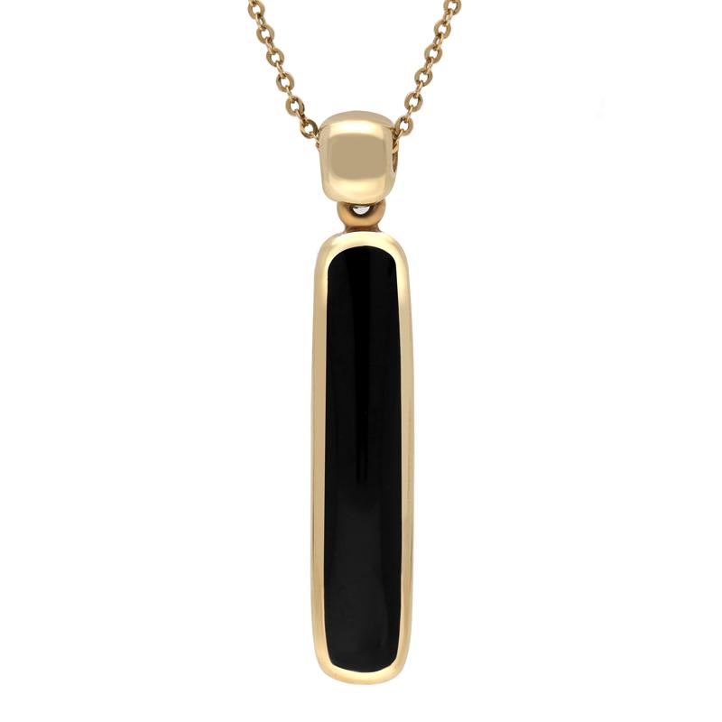 9ct Yellow Gold Whitby Jet Long Oblong Necklace