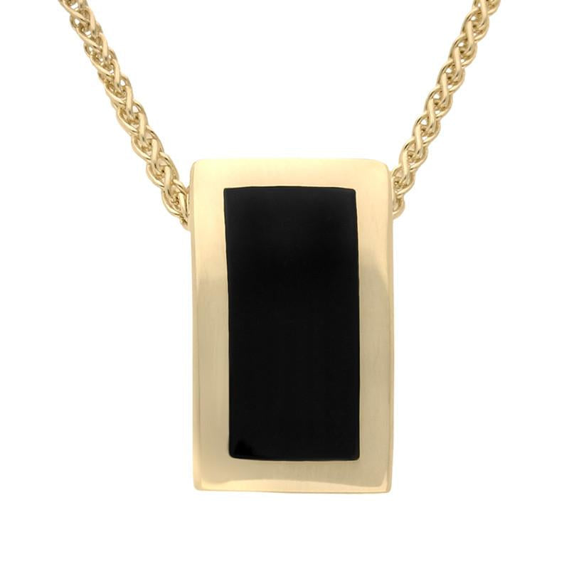 9ct Yellow Gold Whitby Jet Oblong Stone Set Necklace