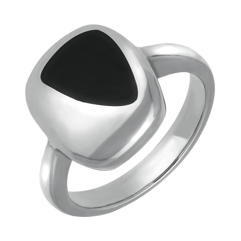 Sterling Silver Whitby Jet Freeform Oblong Shape Ring