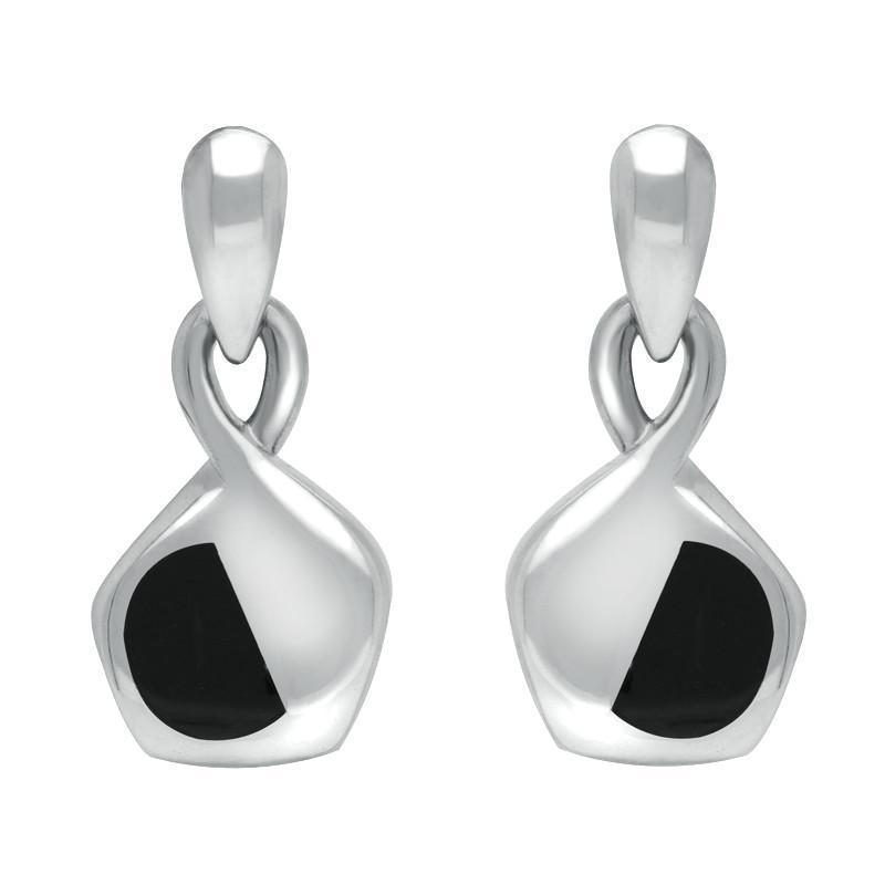 Sterling Silver Whitby Jet Freeform Pentagon Drop Earrings D