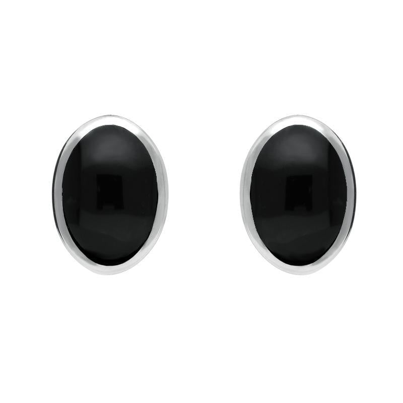 Sterling Silver Whitby Jet Oval Stud Earrings