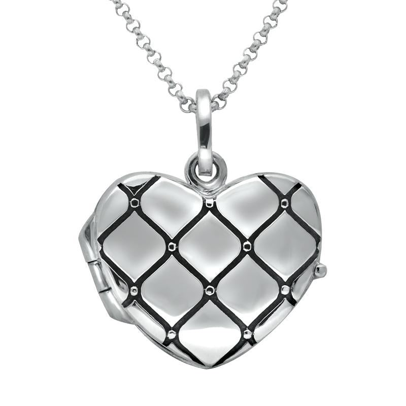 Sterling Silver Padded Heart Locket Necklace