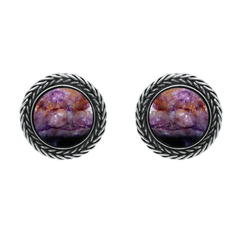 Sterling Silver Blue John Foxtail Round Stud Earrings D - Silver