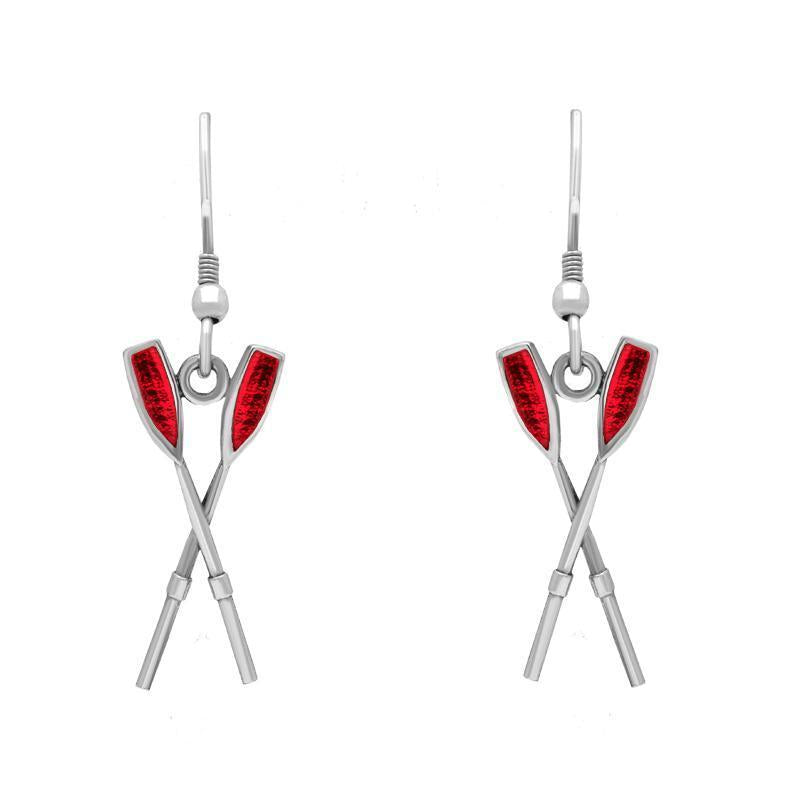 Sterling Silver Regatta Red Oar Drop Earrings - Silver