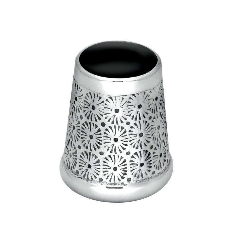 Sterling Silver Whitby Jet Flower Thimble