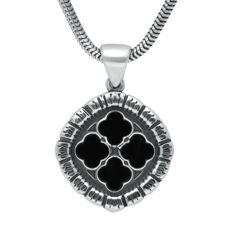 Sterling Silver Whitby Jet Whitby Abbey Small Window Framed Cushion Necklace