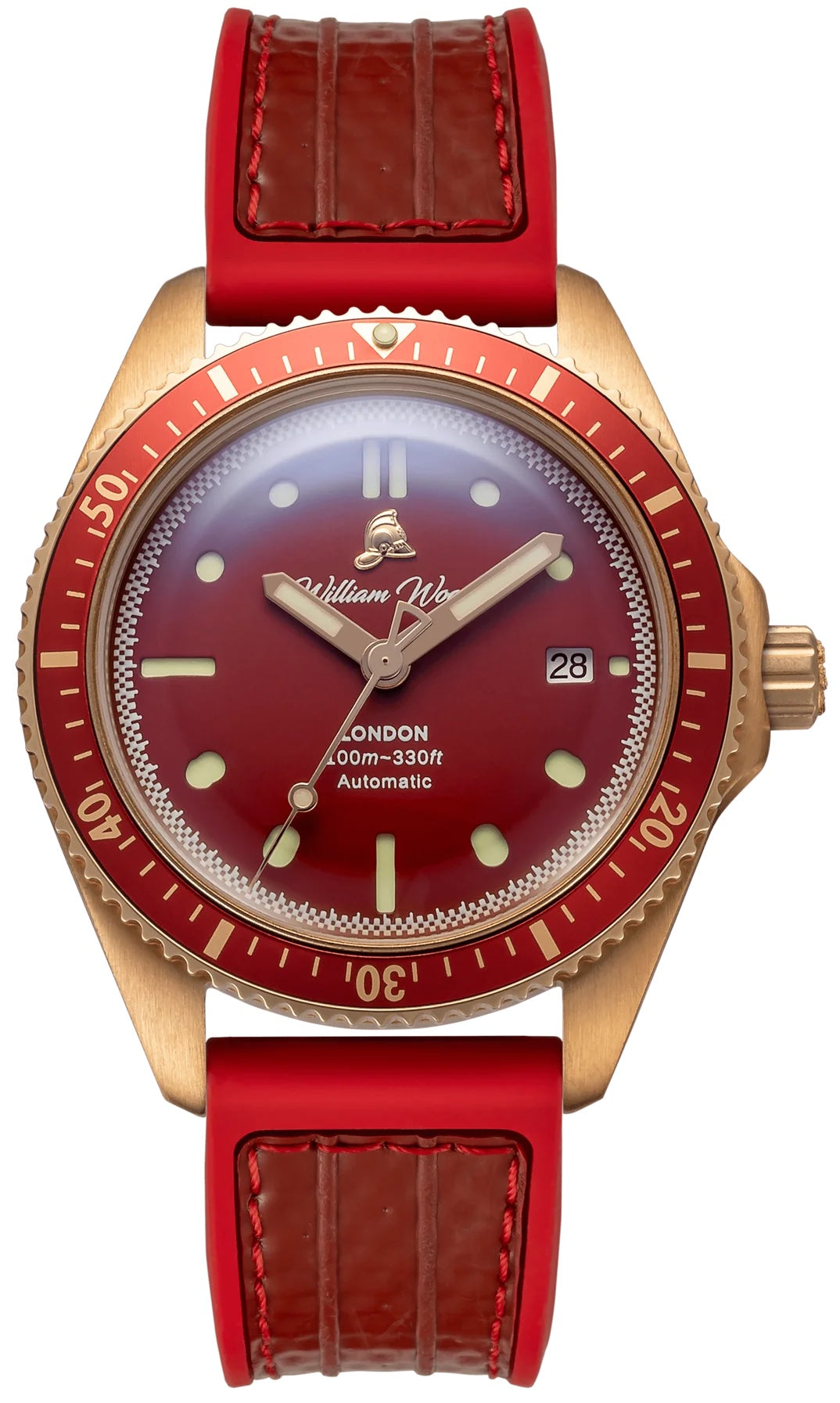 William Wood Watch Bronze Ruby Red Fire Hose