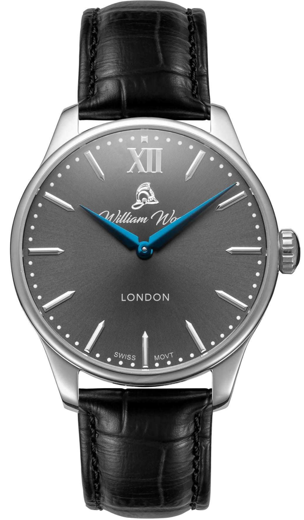 William Wood Watch Chivalrous Gun Metal Black Leather